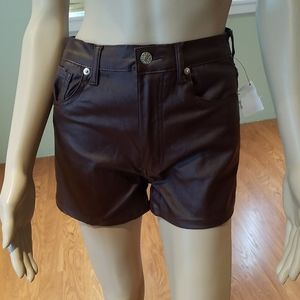 Akira Brown Faux Leather Shorts White Lacing XL